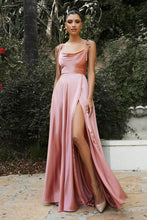 Sexy Spaghetti Strap Satin A-line Long Prom Formal Dress GJS1112