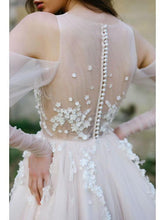 Long Sleeve Bohemian Beach Wedding Dresses Cold Shoulder Boho Rustic Wedding Dress NA2011