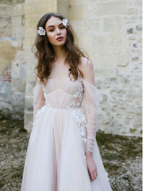 Long Sleeve Bohemian Beach Wedding Dresses Cold Shoulder Boho Rustic W – Anna PromDress