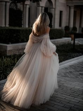 Fancy Off-the-Shoulder Sweetheart Tulle A-Line Long Prom Dress GJS437