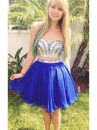 Royal Blue A-line Sweetheart Mini Homecoming Dress Short Prom Dresses SP8130