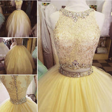 Elegant Lace Crop Top Pink Tulle Ball Gown Quinceanera Dresses Two Piece GJS396
