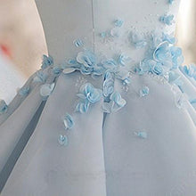 Sky Blue Homecoming Dress,A-line Satin Organza Short Flowers Original Prom Dresses,Mini Dress AN147