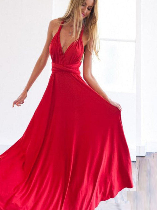Stylish Open Back Matron of Honor Dress Long Prom Dress Bridesmaid Dress MK513