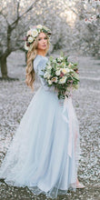 Deep V neck Boho Wedding Dress With Long Sleeve Rustic Wedding Dresses NA4005